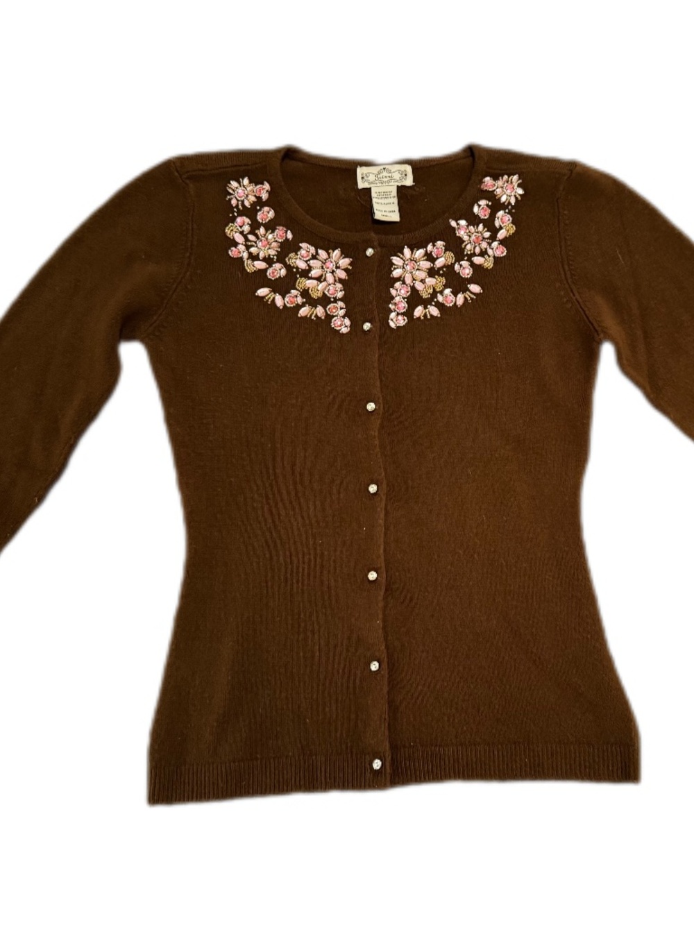 Trixxi Vintage 100% Cashmere embellished cardigan XS